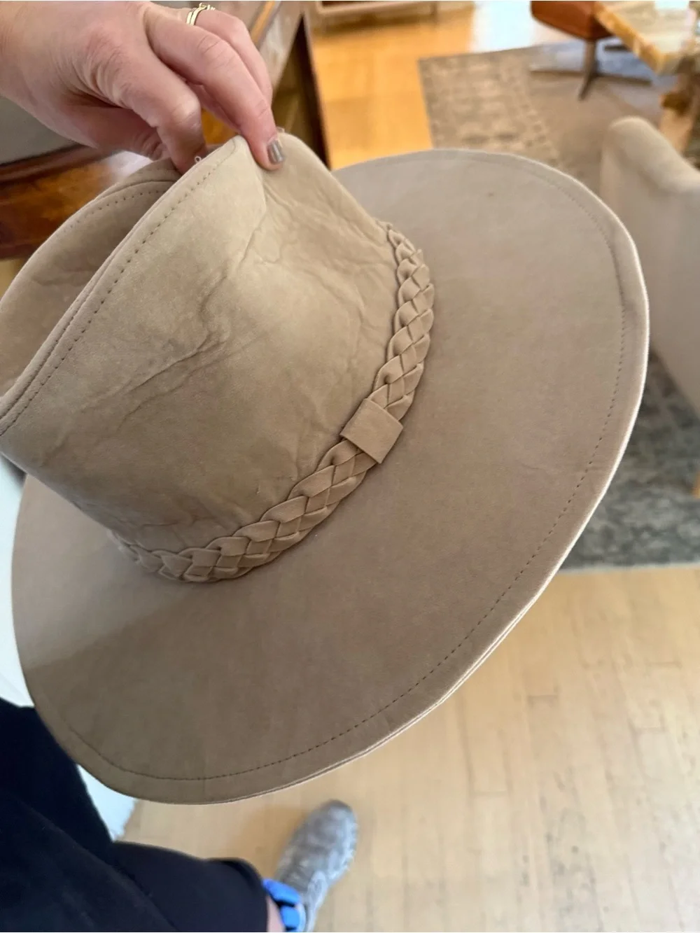 Neutral Braided Fedora Hat - Taupe